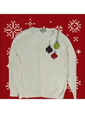 Merona Womens Size 1 Christmas Cardigan Sweater Ornament Holidays